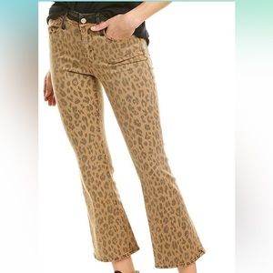 Frame Denim Women9s Tan Leopard Print Boot Cut Jeans